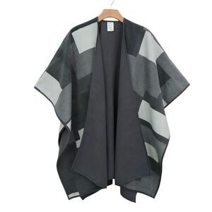 Woolrich Fleece Wrap Shawl Cape Womens One Size Gray Reversible Cozy Warm Poncho